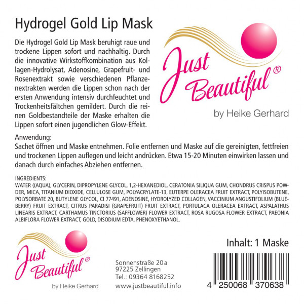 Just Beautiful ® Hydrogel Golden Lip Mask